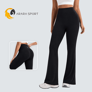 Calça Legging Flare Poliamida Amanteigada Cintura Alta Bailarina Zero Transparência Fitness Sem Empina