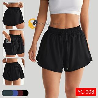 Short Duplo Com Bolso E Zíper Lateral Básico Premium Para Caminhada Academia Corrida